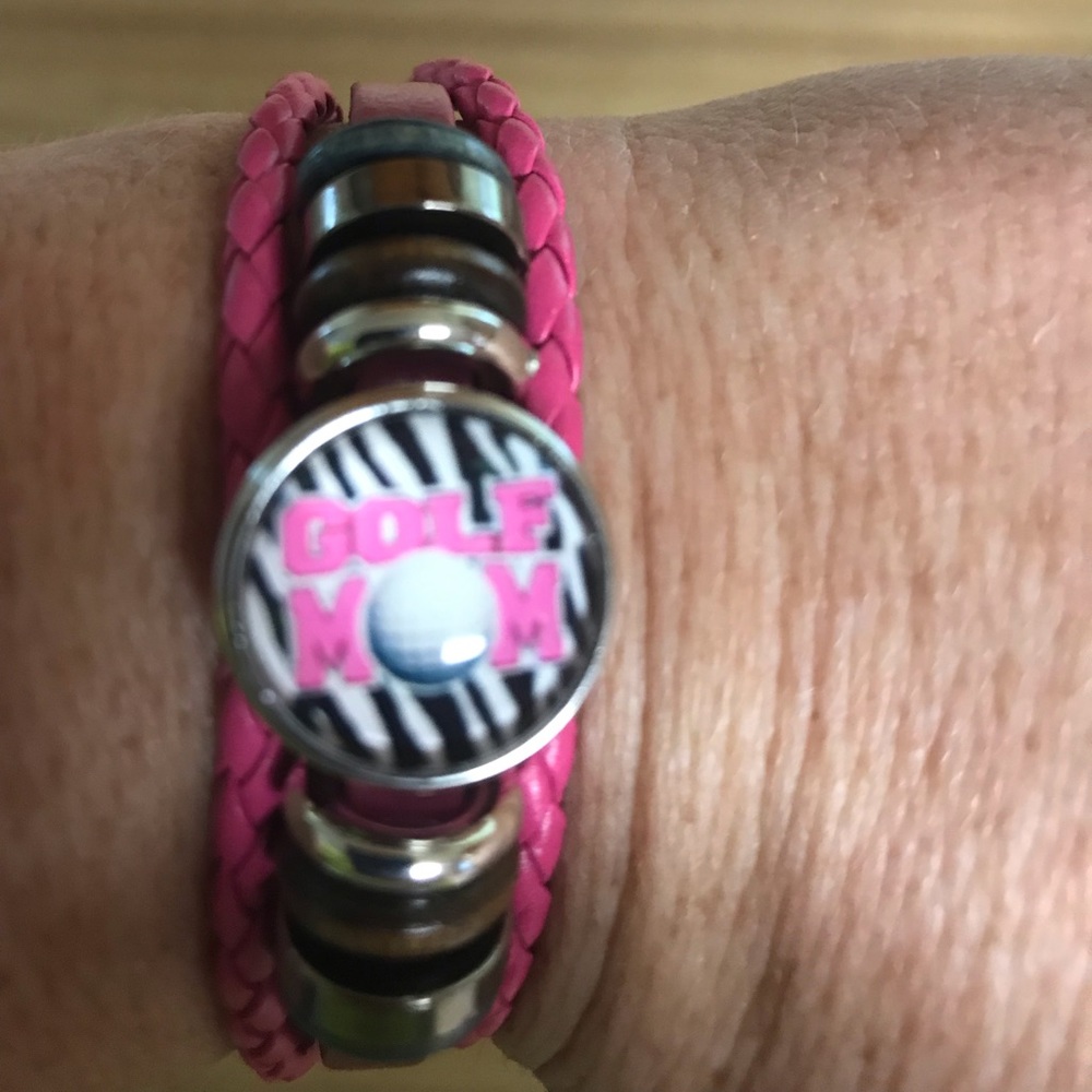Golf Mom leather snap bracelet